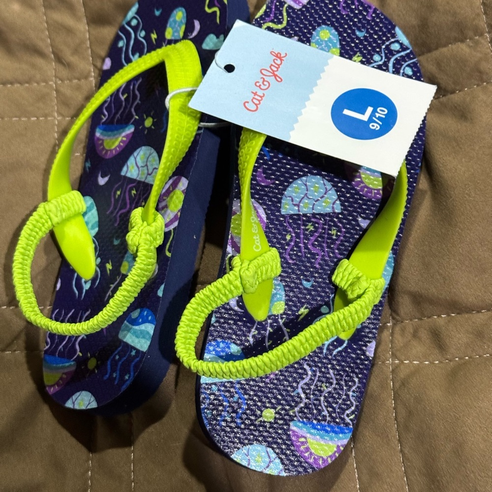 Cat & Jack Blue and Green Sandals Playful Design